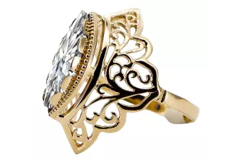 Ring Vintage craft Zircon 14K Yellow gold vrc017y